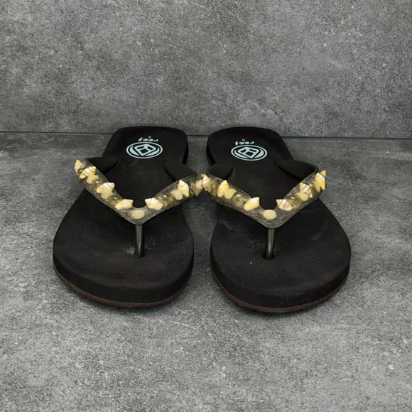 Reef Seashell Rock Studded Flip Flop Thong Sandals, Brown, Women's 6 - Picture 2 of 6